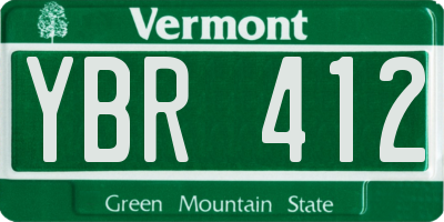 VT license plate YBR412