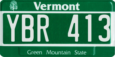 VT license plate YBR413