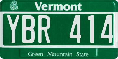 VT license plate YBR414