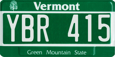 VT license plate YBR415