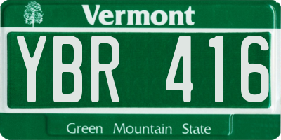 VT license plate YBR416