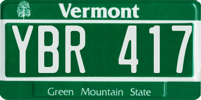VT license plate YBR417