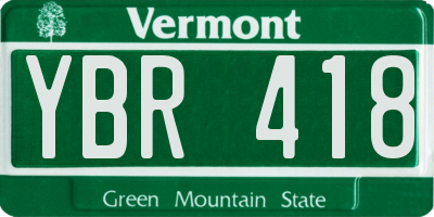 VT license plate YBR418