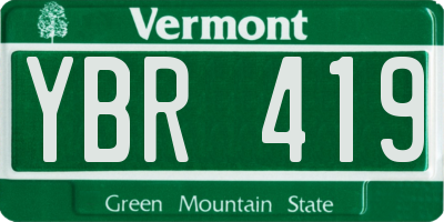 VT license plate YBR419