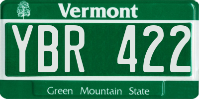 VT license plate YBR422