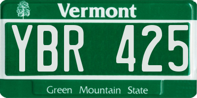 VT license plate YBR425