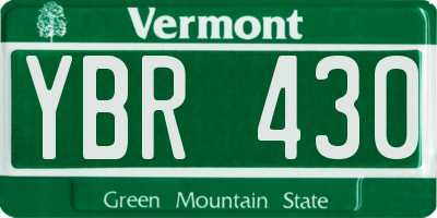 VT license plate YBR430
