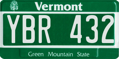VT license plate YBR432