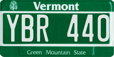 VT license plate YBR440
