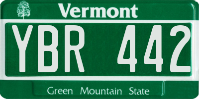 VT license plate YBR442
