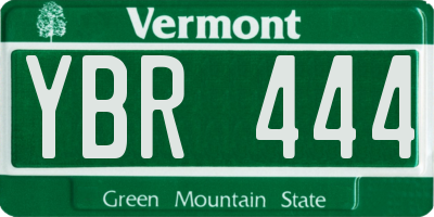 VT license plate YBR444