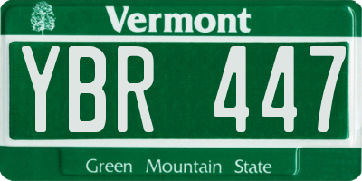 VT license plate YBR447