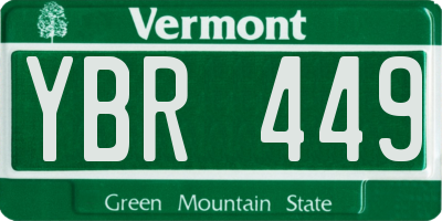 VT license plate YBR449
