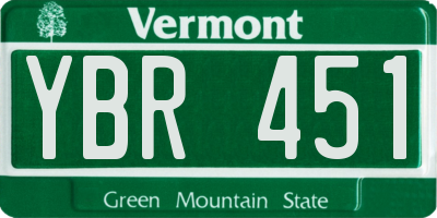 VT license plate YBR451