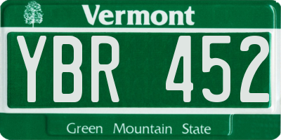 VT license plate YBR452