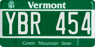 VT license plate YBR454