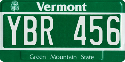 VT license plate YBR456