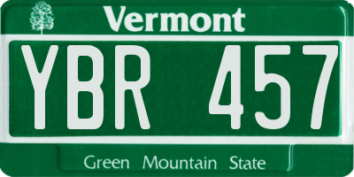 VT license plate YBR457