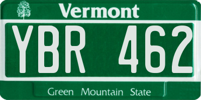 VT license plate YBR462