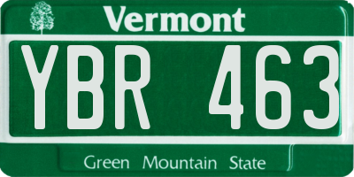 VT license plate YBR463