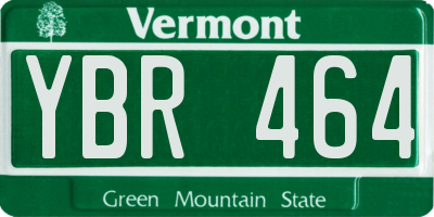 VT license plate YBR464