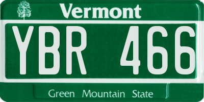 VT license plate YBR466