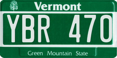 VT license plate YBR470