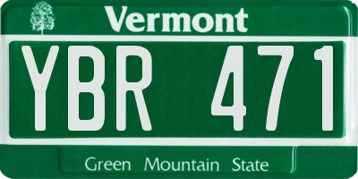 VT license plate YBR471