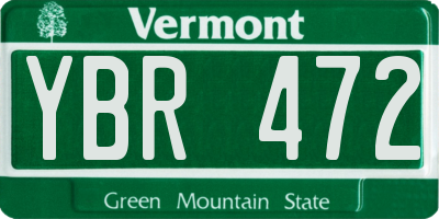 VT license plate YBR472