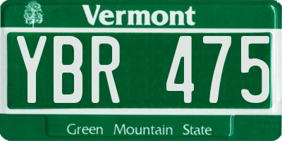 VT license plate YBR475