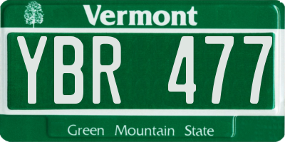 VT license plate YBR477