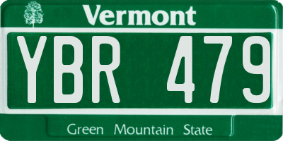 VT license plate YBR479