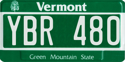 VT license plate YBR480