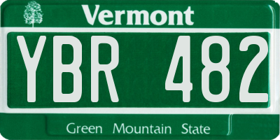 VT license plate YBR482