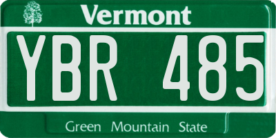 VT license plate YBR485