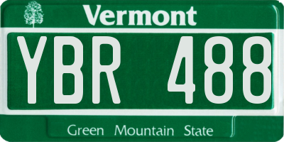 VT license plate YBR488