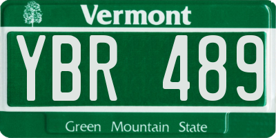 VT license plate YBR489