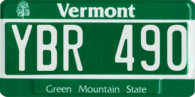 VT license plate YBR490