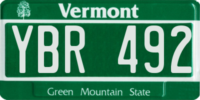 VT license plate YBR492