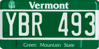 VT license plate YBR493