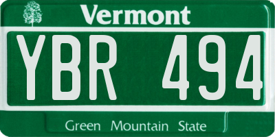 VT license plate YBR494