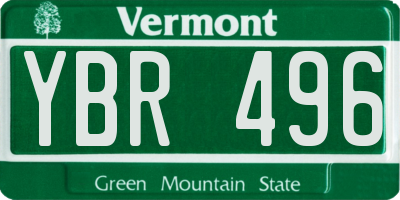 VT license plate YBR496