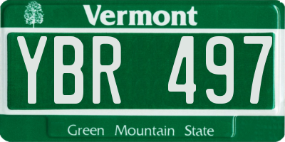 VT license plate YBR497
