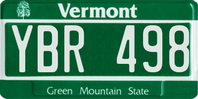 VT license plate YBR498