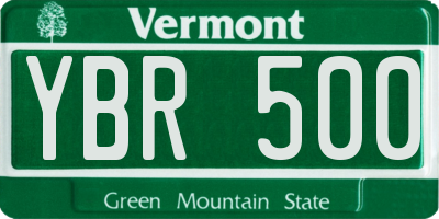 VT license plate YBR500