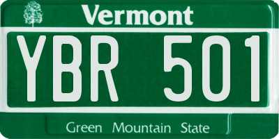 VT license plate YBR501