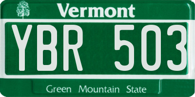 VT license plate YBR503