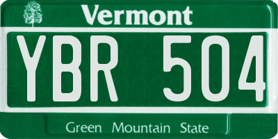 VT license plate YBR504