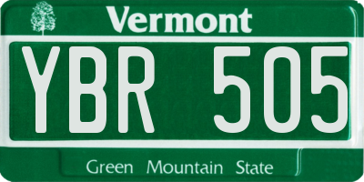 VT license plate YBR505