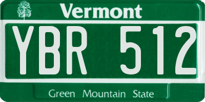 VT license plate YBR512